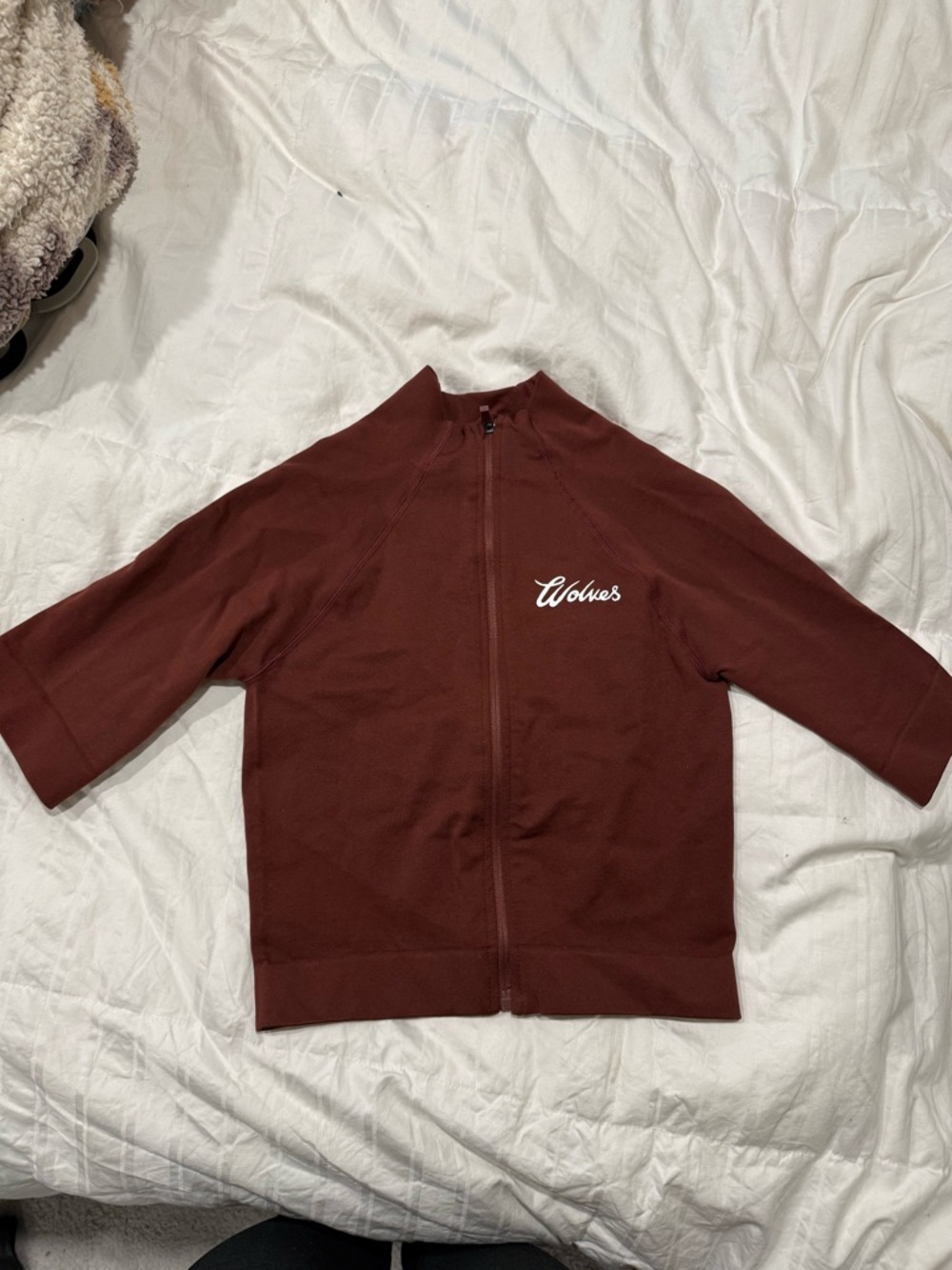 Darc Sport Women's Muscle Tee Zip-Up in Burgundy with White Script